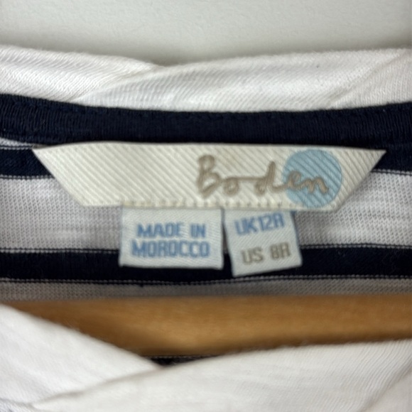 Boden Navy and White Striped Mini Dress Size 8 - Picture 2 of 6